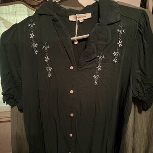 Embroidered Green Blouse
